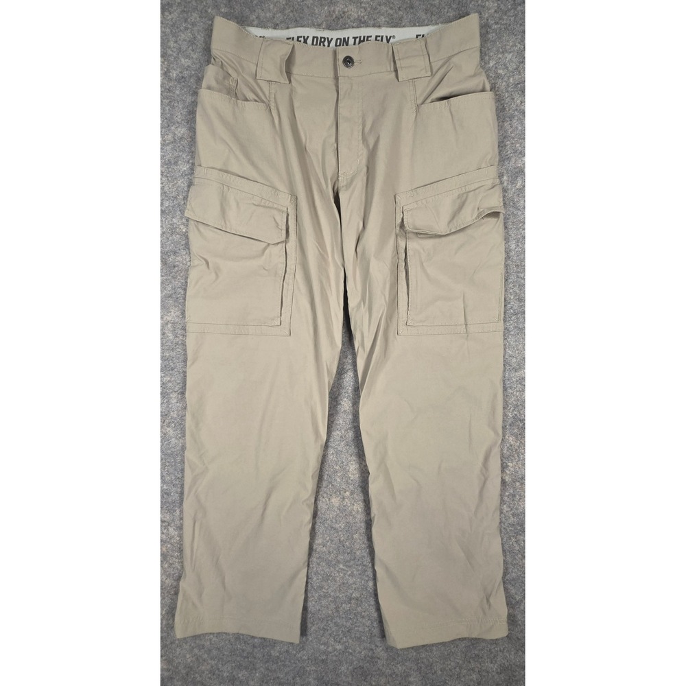 Duluth Trading Co Mens Dry on the Fly Relaxed Fit Cargo Pants Khaki 34x30